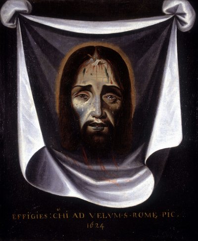 The effigy of Christ painted from the canvas preserved in the Church of St. Sylvestre in Rome by Unknown artist