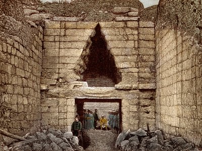 The excavations at Mycenae led by Heinrich Schliemann by Unknown artist