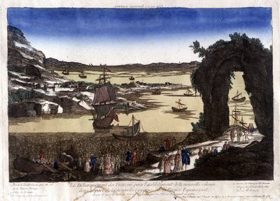 The landing of the French for the establishment of the new colony in the port of Nouvelle Cayenne (or France Equinoxiale) by Unknown artist
