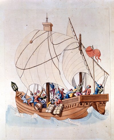 Loading of a 13th Century Caravel by Unknown artist