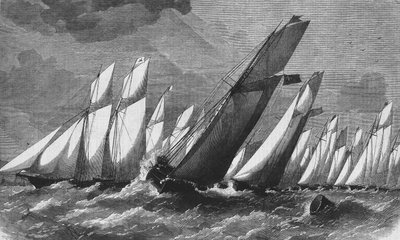The Oceanic Race of the Royal Victoria Yacht Club in 1868 - Engraving, Bibl. des Arts Deco. by Unknown artist