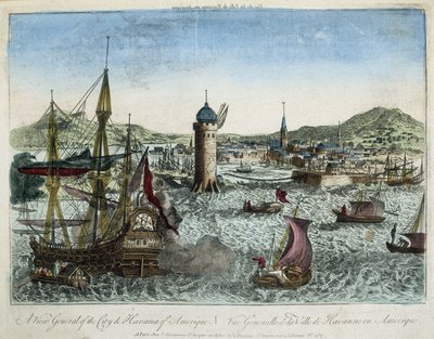 The port of Havana and the surrounding navigation - engraving by Unknown artist