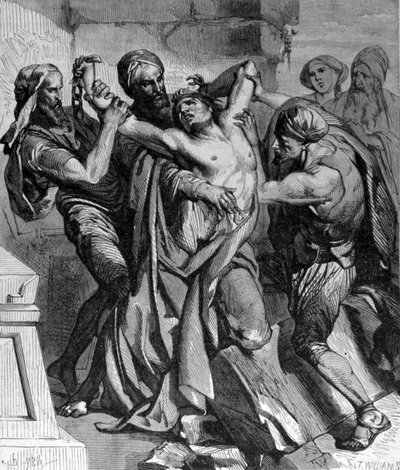 The Possessed of Capernaum. Despite the miracles performed by Jesus, the city refused to convert. Engraving of the 19th century by Unknown artist