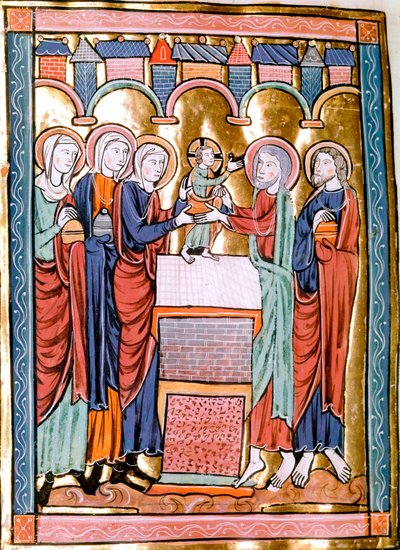 The presentation at the Miniature temple taken from Liber Psalmorum Cum Calendario or Psaltier à l