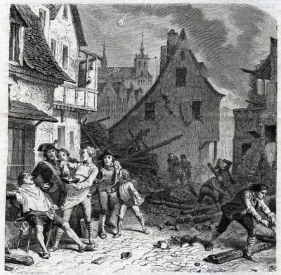 The Shaving Dish of Lille - An Episode from the Siege of Lille in 1792 - engraving by Unknown artist