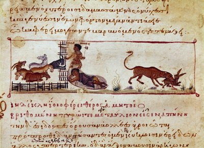 The sheep breeding, on the right a hare is devoured by a beast by Unknown artist