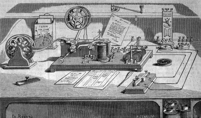 The telegraph invented by Samuel Finley Breese Morse. Engraving of the 19th century by Unknown artist