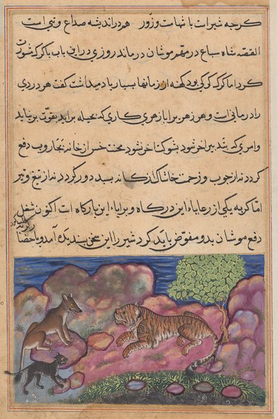 The Wolf Advises the Lion to Consult the Cat, from a Tuti-nama (Tales of a Parrot): Fifteenth Night by Unknown artist