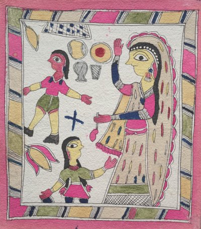 Three Figures: Woman with Two Children Playing Ball by Unknown artist