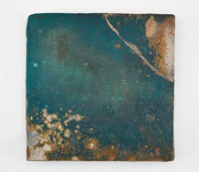 Tile, Large Square. Broken Corner Rejoined by Unknown artist