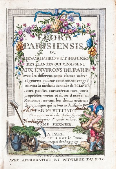 Title Page of the 1st Volume, Flora Parisiensis or Descriptions and Figures of the Plants which Grow Around Paris by Unknown artist