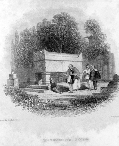 Tomb of Francesco Petrarca (Petrarch) at Arqua Near Ravenna by Unknown artist
