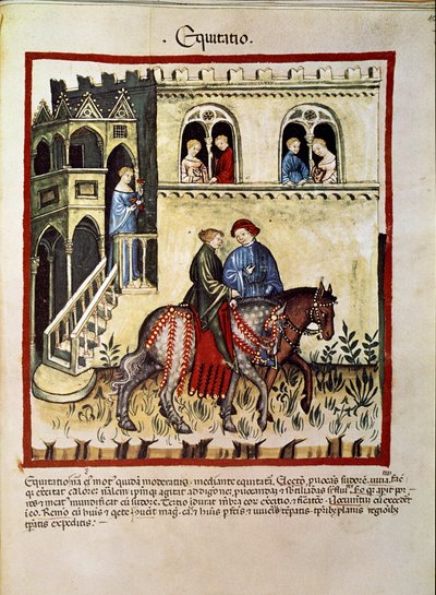 The benefits of horse riding, Tacuinum sanitatis by Unknown artist