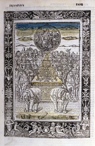 Triumph of the fame of Francesco Petrarca. Miniature. Bibl. Trivulziana, Milan by Unknown artist