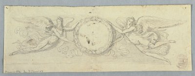Two Winged Genii with Laurel Wreath by Unknown artist
