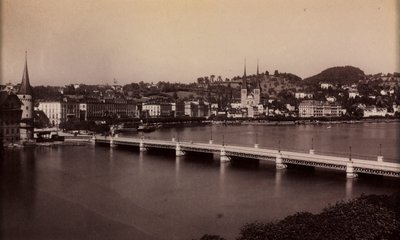 Untitled (Bridge with Town in Distance) by Unknown artist