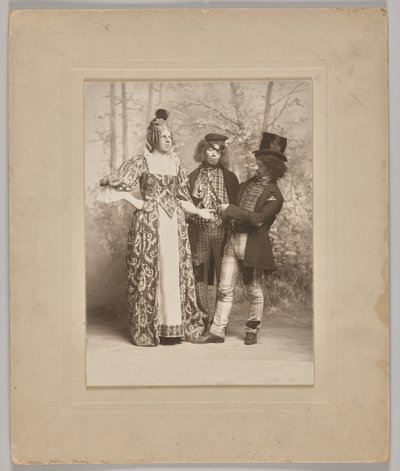Untitled (theatrical scene with 3 figures: the palm reader) by Unknown artist