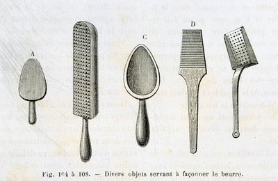 Various objects used to shape butter - in 
