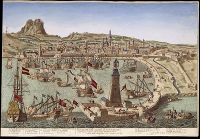 View of Barcelona and Its Port - Optical View by Unknown artist