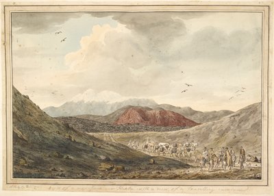 View of a Mountain, Near Hekla with a View of a Travelling Caravan by Unknown artist