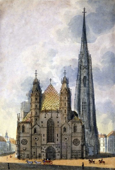 View of the Cathedral of St. Stephen from Vienna in Austria at the end of the 18th century by Unknown artist