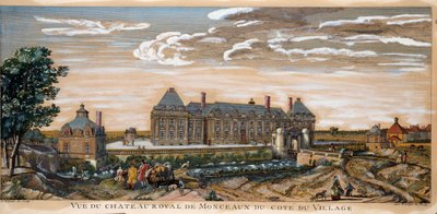 View of the Chateau Royal de Monceaux. Engraving from 1740. Private Collection by Unknown artist