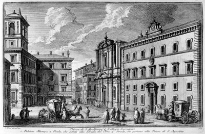 View of the Church of St. Apollinar and the Germanic College (Collegio Germanico) in Rome at the end of the 18th century by Unknown artist