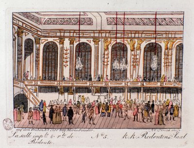 View of the Imperial and Royal Hall of the Redoubt in Vienna, Austria. Engraving from 1815 Private Collection by Unknown artist