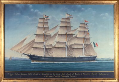 View of the Italian clipper Cosmos. 19th century painting by Unknown artist
