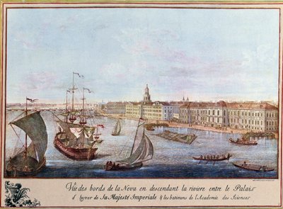 View of the Neva at the Winter Palace and the Academy of Sciences in Saint Petersburg by Unknown artist