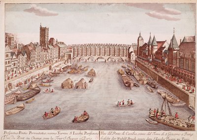 View of the Pont-au-Change towards Saint-Jacques Tower, Paris by Unknown artist