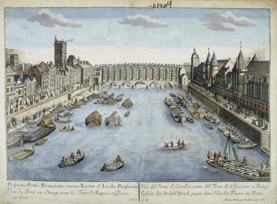 View of the Pont au Change and St Jacques Tower in Paris by Unknown artist