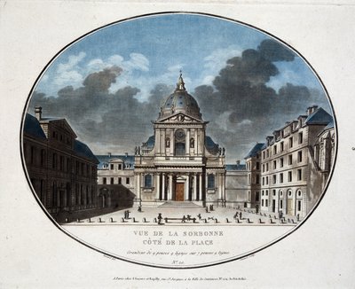 View of the Sorbonne, on the side of the square - engraving by Unknown artist