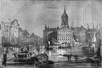 View of the city of Amsterdam and the old Town Hall in the 19th century by Unknown artist
