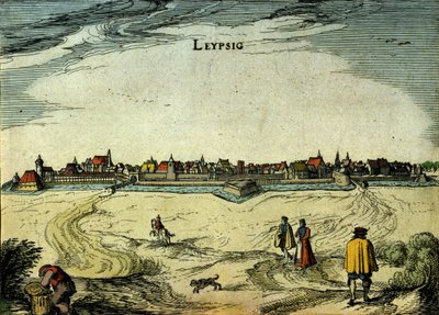 View of the city of Leipzig in Germany. 18th century engraving by Unknown artist
