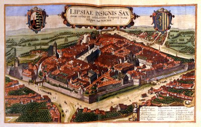 View of the city of Leipzig in Germany. Engraving of the 17th century by Unknown artist