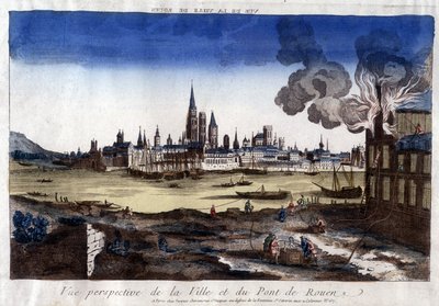 View of the City of Rouen, Its Port and the Bridge Over the Seine at the End of the 18th Century by Unknown artist