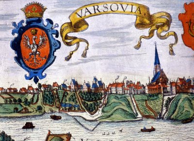 View of the city of Warsaw with the coat of arms of the city. 1780 by Unknown artist