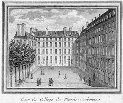 View of the Court of the College of Plessis Sorbonne (Paris), Founded in 1323 by Geoffroy du Plessis Balisson, Used in 1848 and 1849 by the ENA. Engraving Preserved at the Musee Carnavalet by Unknown artist