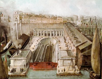 View of the Dry Hold of the Port of Naples Inaugurated in 1852 by Unknown artist