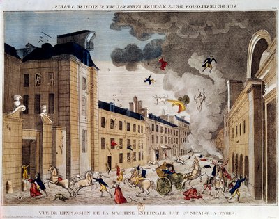 View of the Explosion of the Infernal Machine of the Rue Saint Nicaise in Paris by Unknown artist