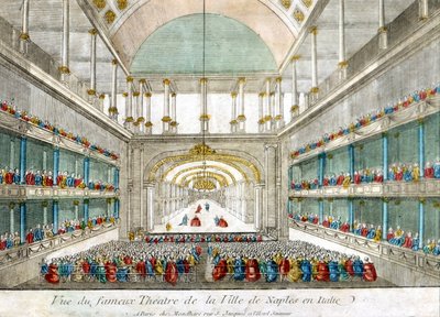 View of the Famous Theatre of the City of Naples in Italy. Engraving from the End of the 18th Century by Unknown artist