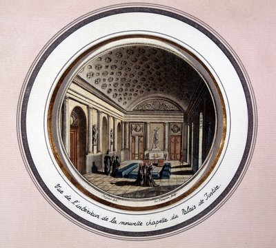 View of the interior of the Sainte Chapelle de Paris - engraving by Unknown artist