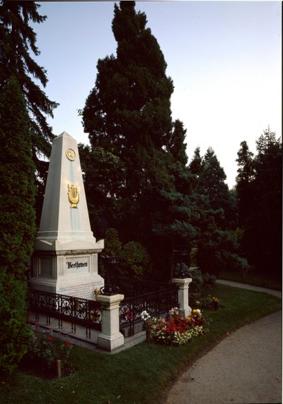 View of the Tomb of Ludwig van Beethoven (1770-1827) at the Central Cemetery of Vienna, Austria by Unknown artist
