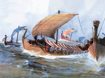 Viking Boat in Transit Towards Normandy by Unknown artist