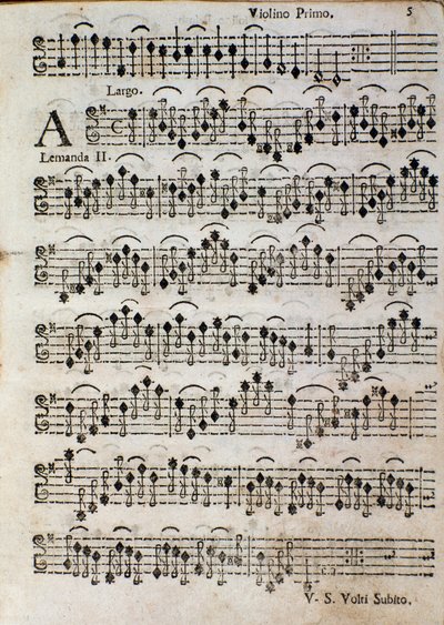 Sheet music page for Balletto a 3, op. 3 by Tomaso Albinoni by Unknown artist