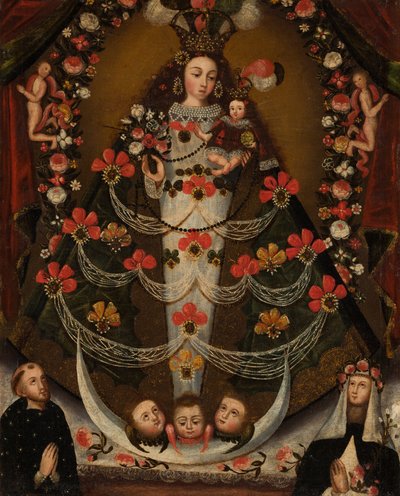 Virgin of Pomata with St. Nicholas Tolentino and St. Rose of Lima by Unknown artist