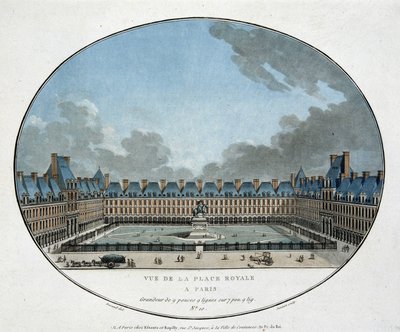 View of the Place Royale in Paris (Place des Vosges). engraving 18th century by Unknown artist