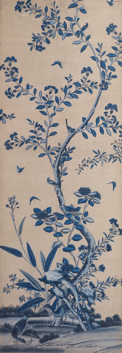 Wallpaper Panel with Birds and Flowering Trees by Unknown artist