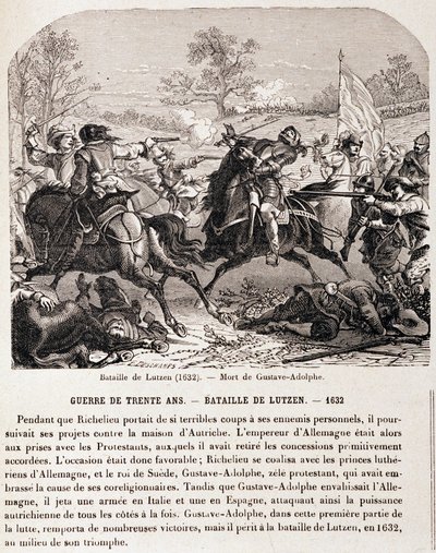 War of 30 years: Battle of Lutzen (1632) and the death of Gustavus Adolphus. - in 